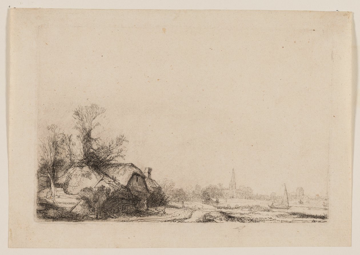 Ouderkerk Manzaralı Kanal Yanında Yazlık by Rembrandt van Rijn