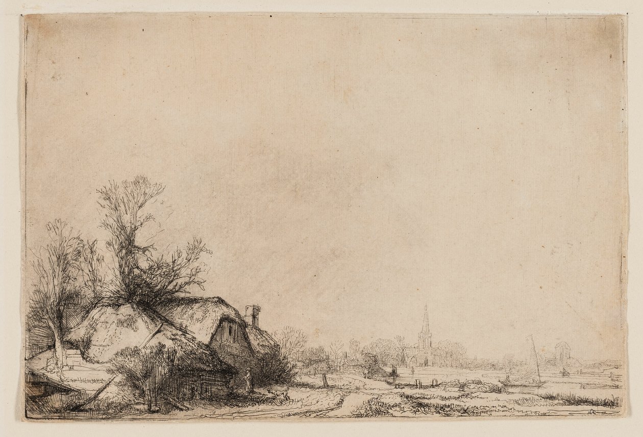 Ouderkerk Manzaralı Kanal Yanında Kır Evi by Rembrandt van Rijn