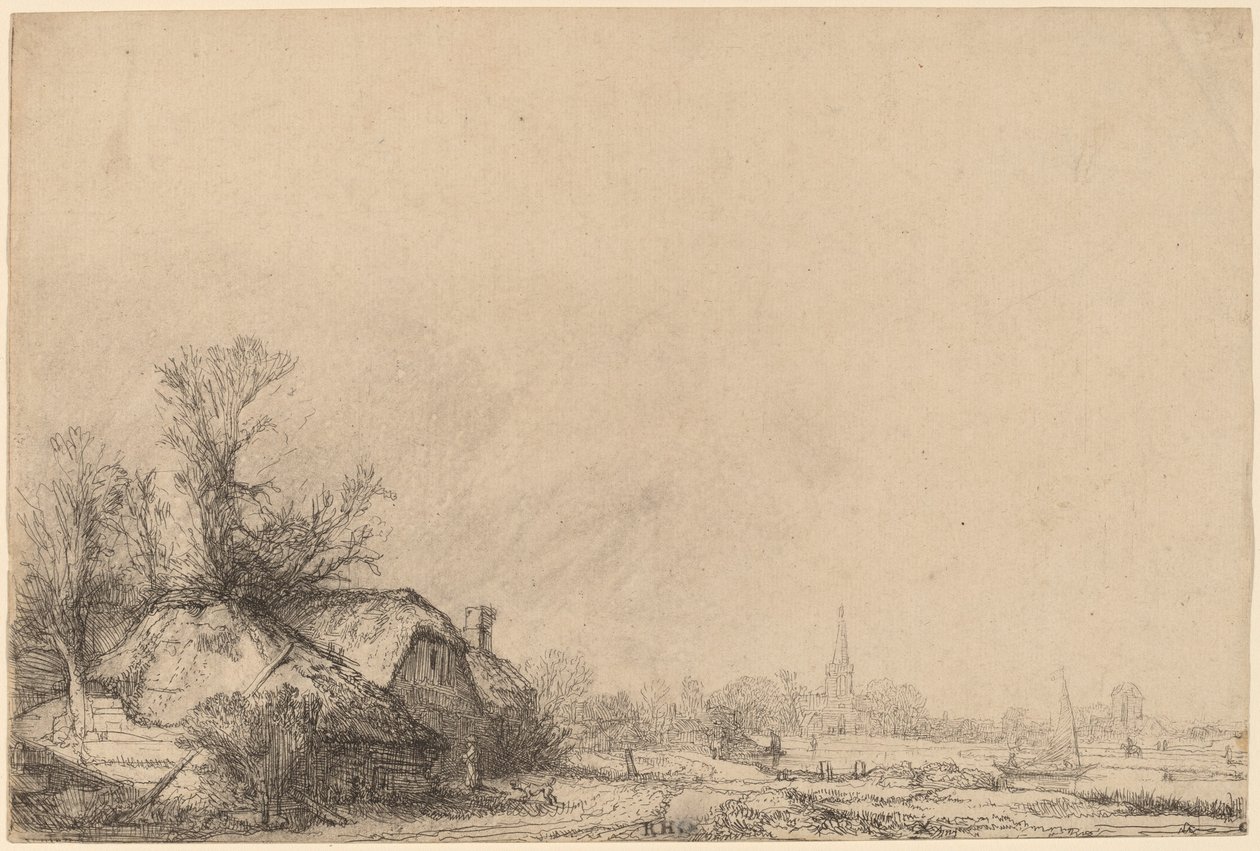 Kanalın Yanında Yazlık by Rembrandt van Rijn
