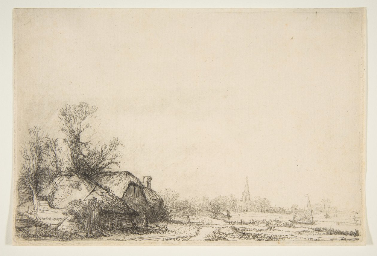 Ouderkerk Manzaralı Kanalın Yanında Yazlık, yaklaşık. 1641. by Rembrandt van Rijn
