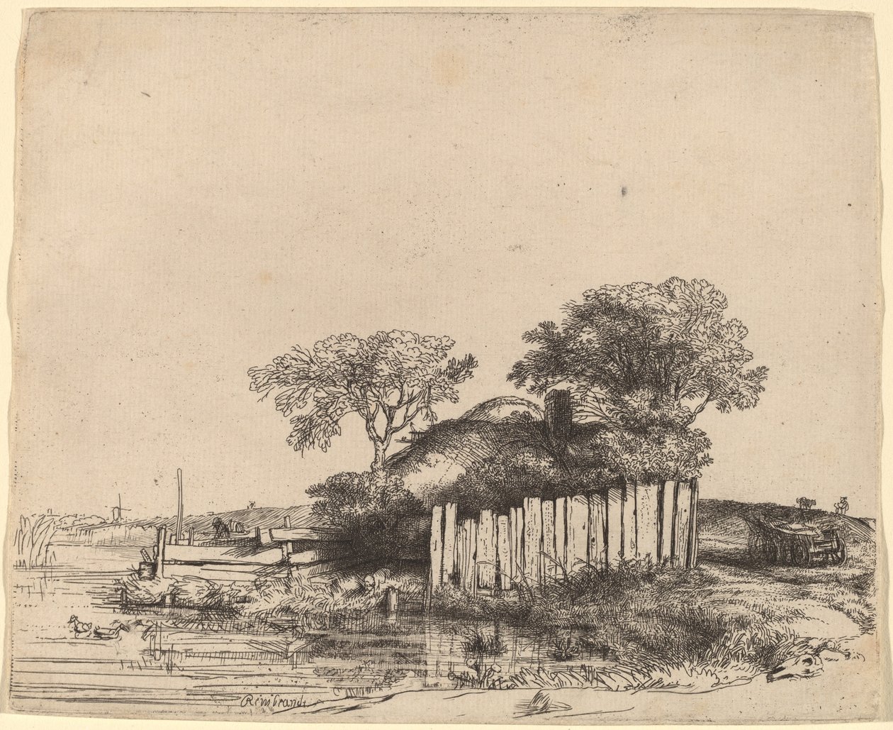 Beyaz Palingli Kır Evi by Rembrandt van Rijn