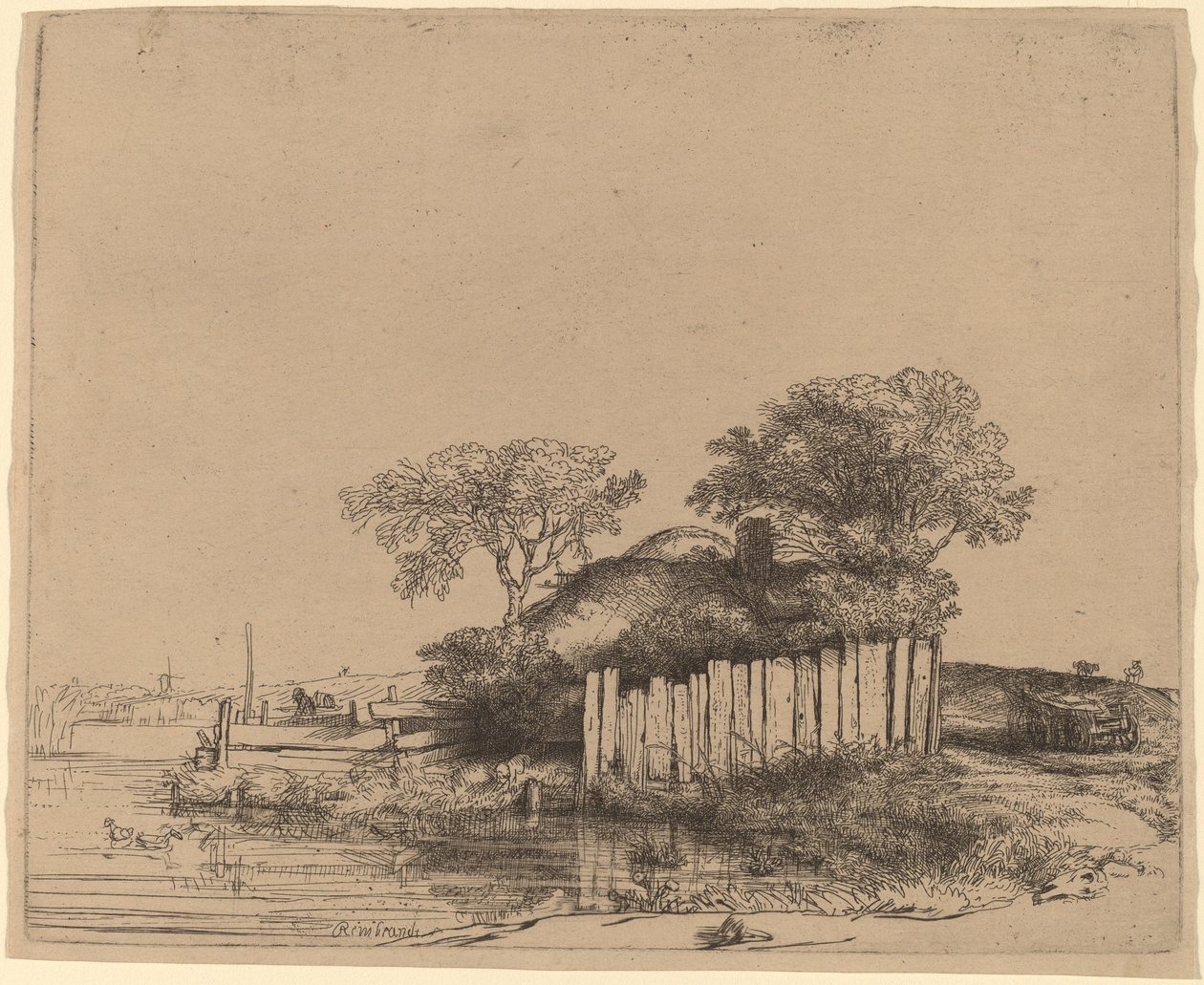 Beyaz Palingli Kır Evi by Rembrandt van Rijn