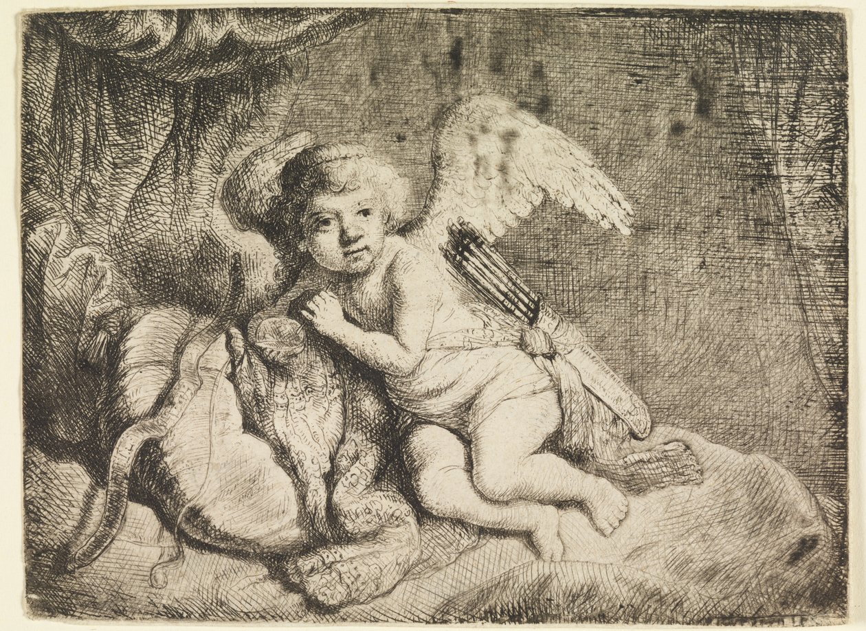 Cupid Resting, daha önce Rembrandt