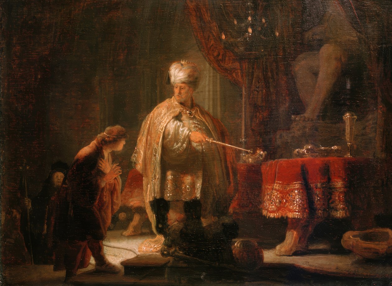 Daniel ve Cyrus, Bel idolünün önünde by Rembrandt van Rijn