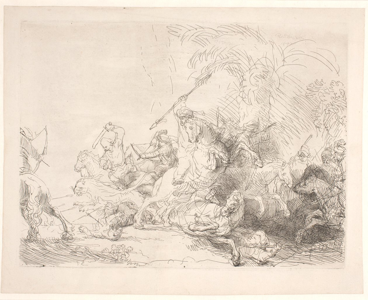 büyük aslan avı by Rembrandt van Rijn