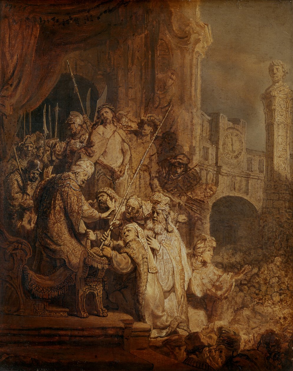 Ecce Homo, 1634 (kağıt üzeri yağlı boya) by Rembrandt van Rijn