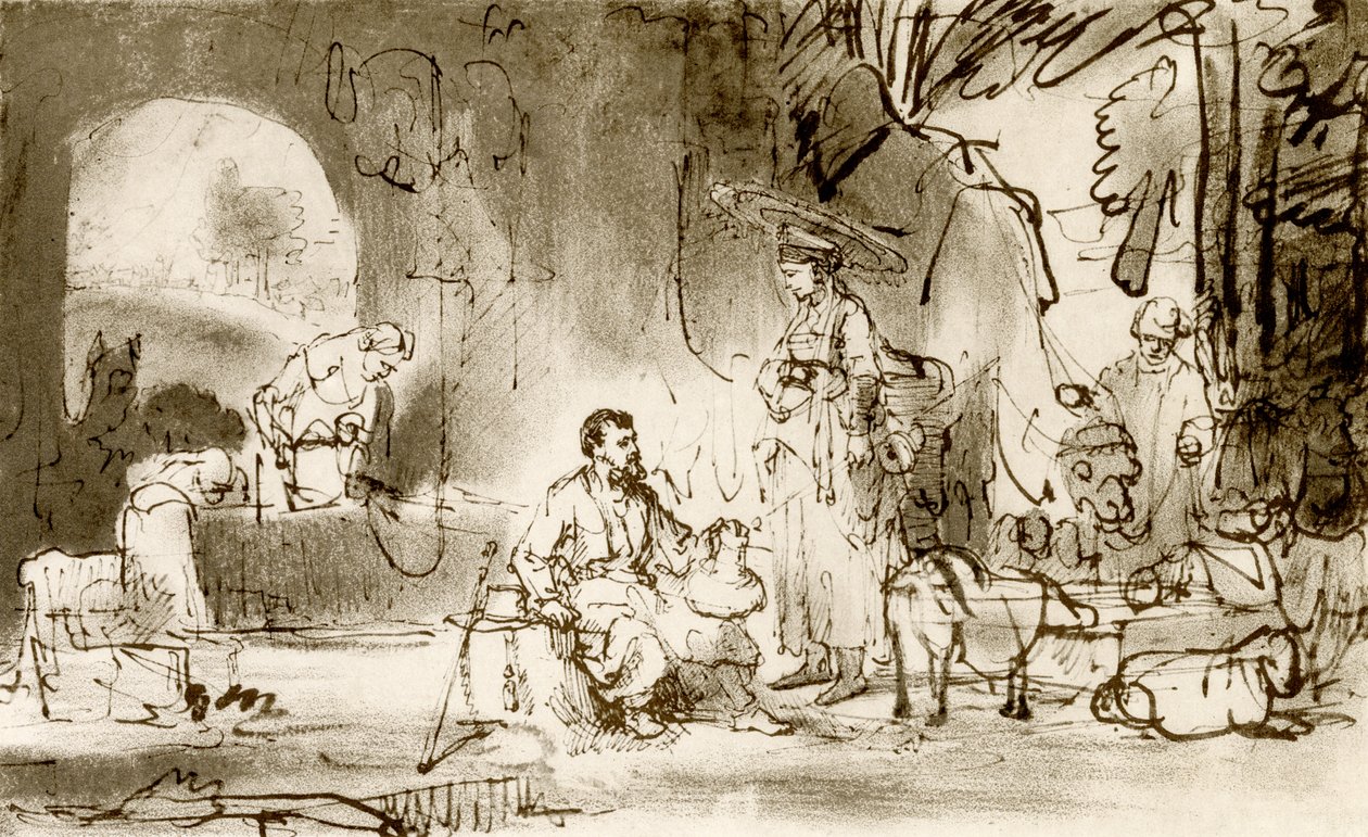 Kuyuda Eliezer ve Rebecca by Rembrandt van Rijn