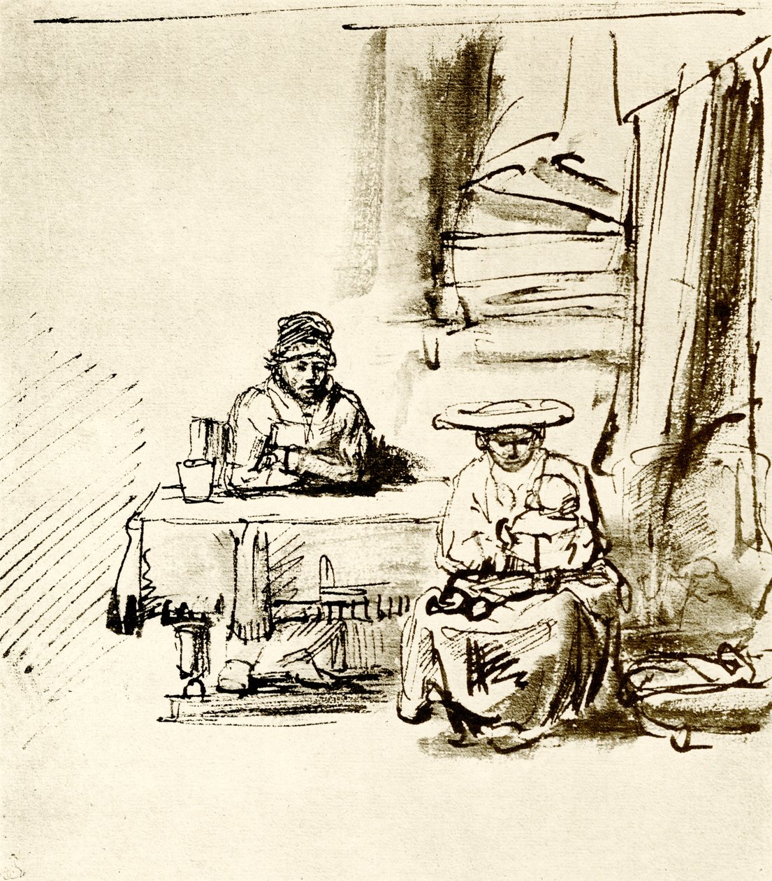 aile sahnesi by Rembrandt van Rijn