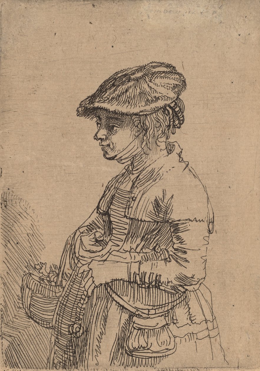 Sepetli Kız, c. 1642. by Rembrandt van Rijn