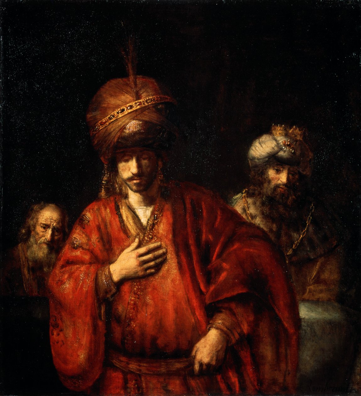 Haman Kaderini Tanıdı David ve Uriah, 1665. by Rembrandt van Rijn