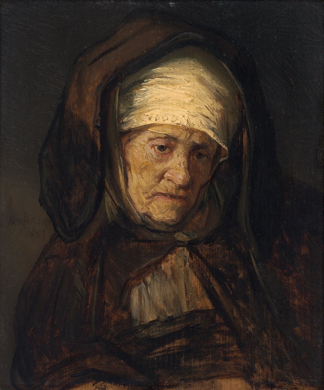 Yaşlı Bir Kadının Başı, 1655-60 by Rembrandt van Rijn