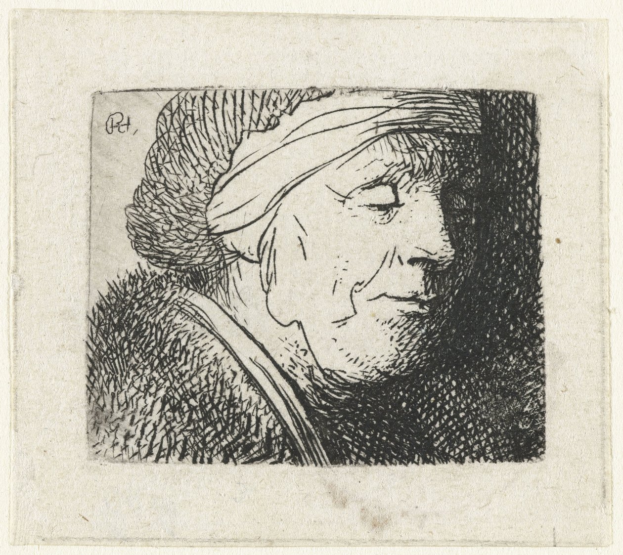Yaşlı bir kadının başı by Rembrandt van Rijn