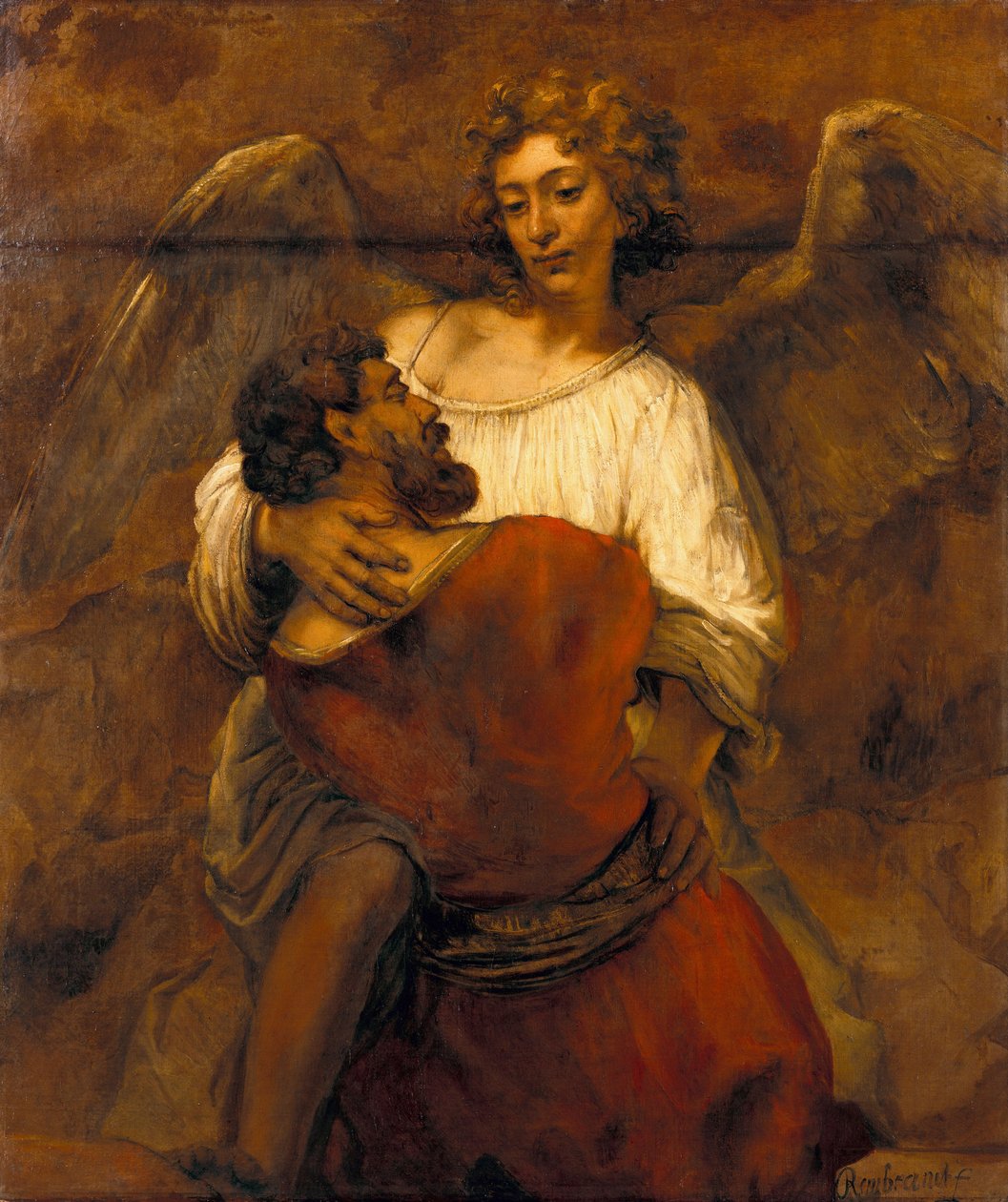 Yakup Melekle Güreşi, yaklaşık 1659 by Rembrandt van Rijn