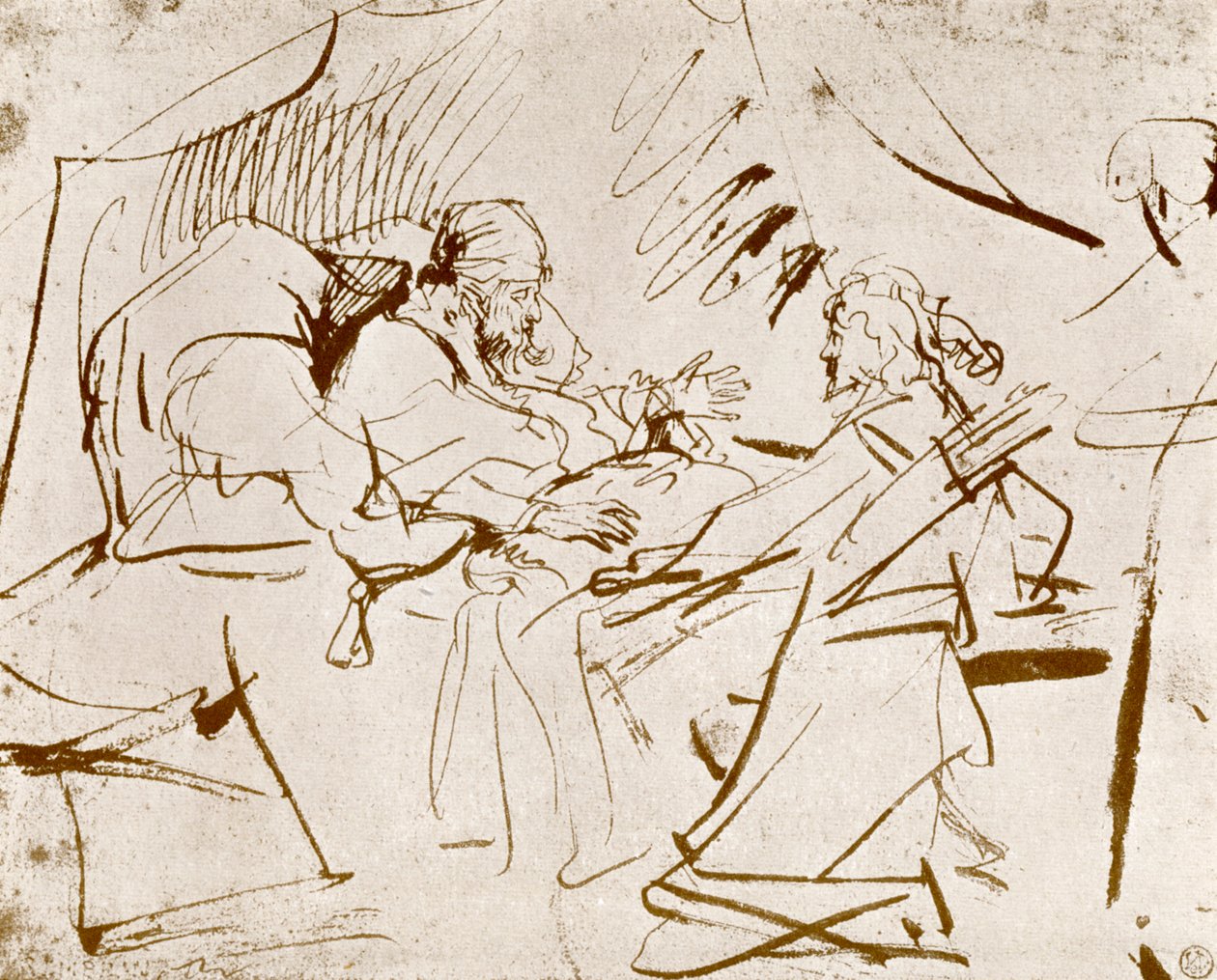 Jacob, Isaacs Başucunda, 1913. by Rembrandt van Rijn