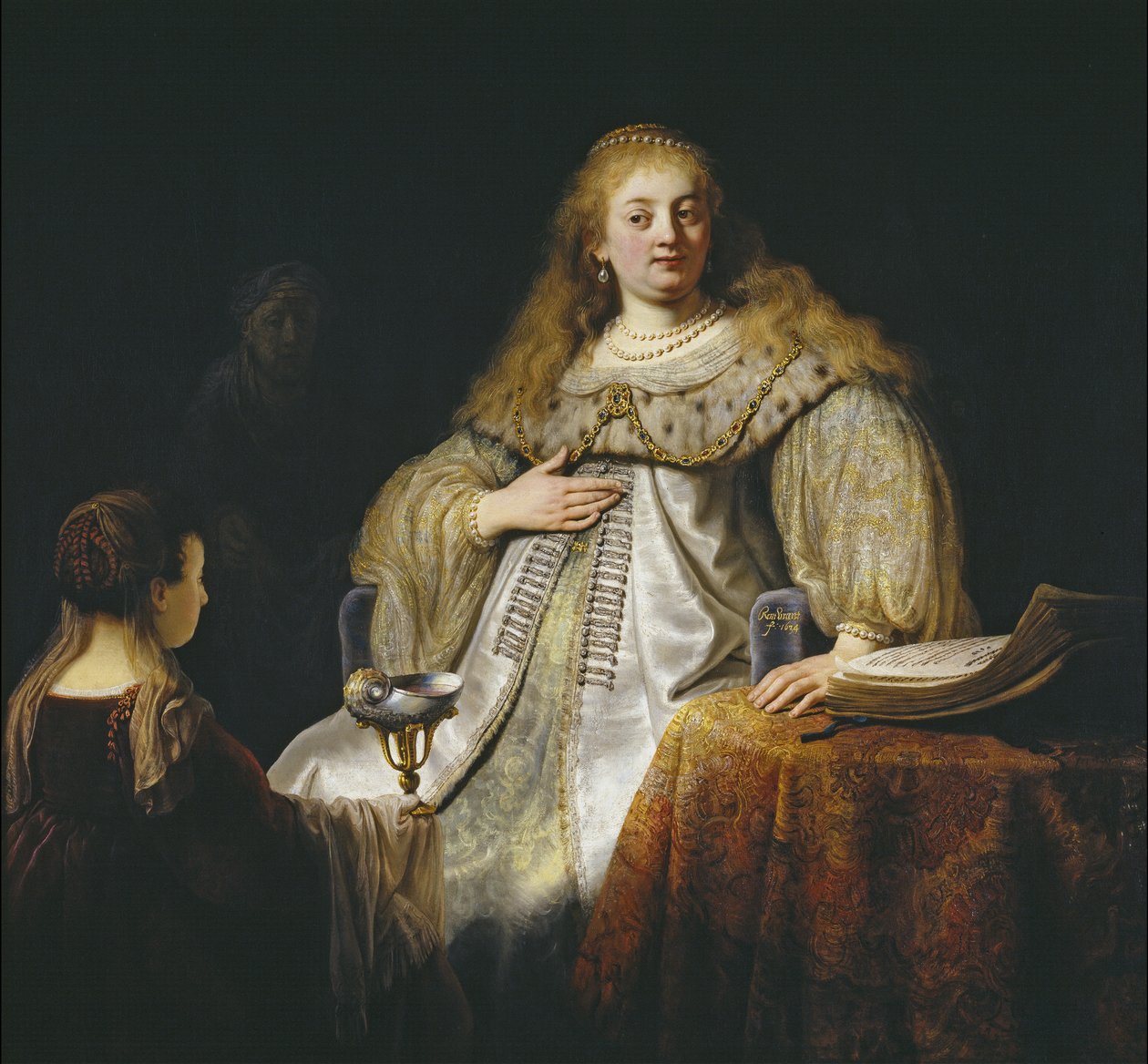 Judith, Holofernes ziyafetinde, 1634 by Rembrandt van Rijn