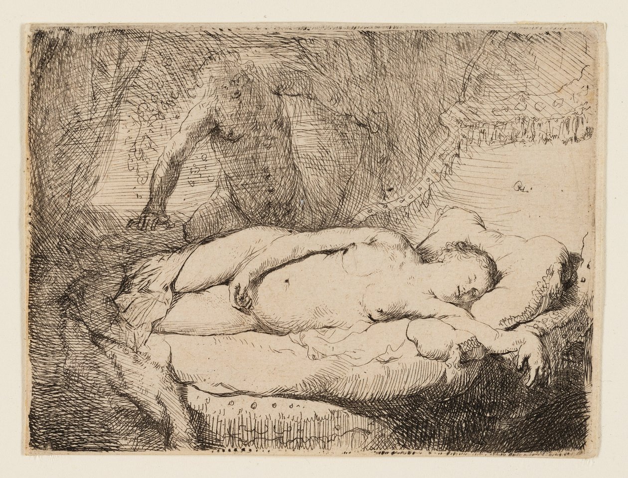 Jüpiter ve Antiope: Daha Küçük Plaka by Rembrandt van Rijn
