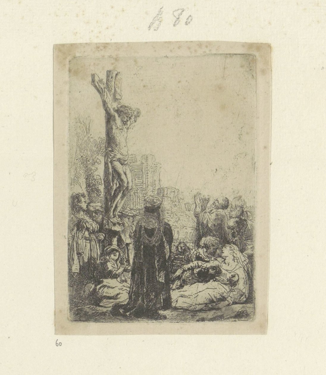 Kruisiging: kleine plaat Seksen beş orijinal baskının toplanması (seri başlığı) by Rembrandt van Rijn