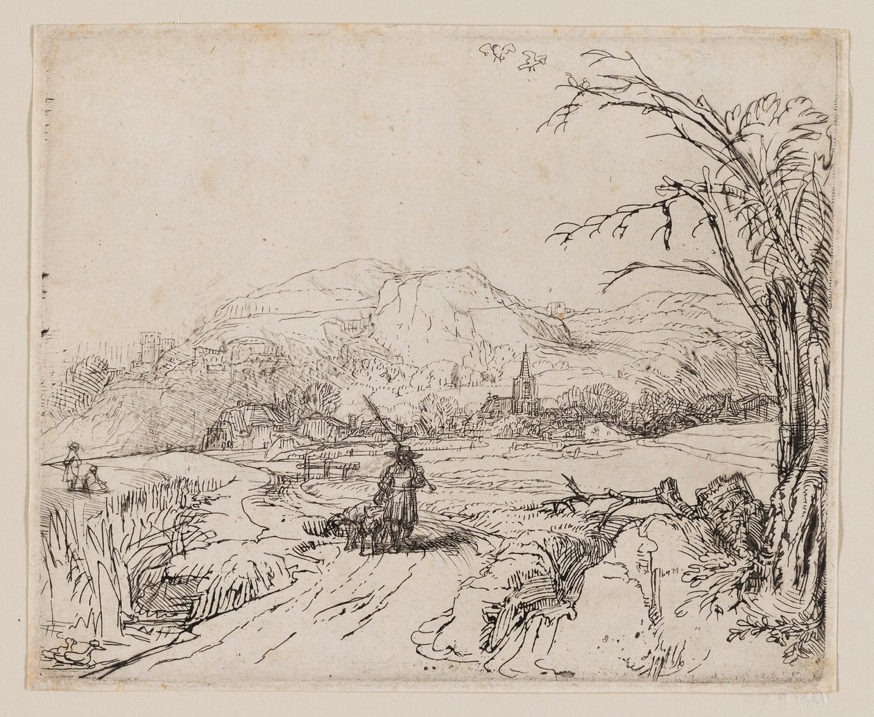 Sporcu ve Köpeklerle Manzara by Rembrandt van Rijn