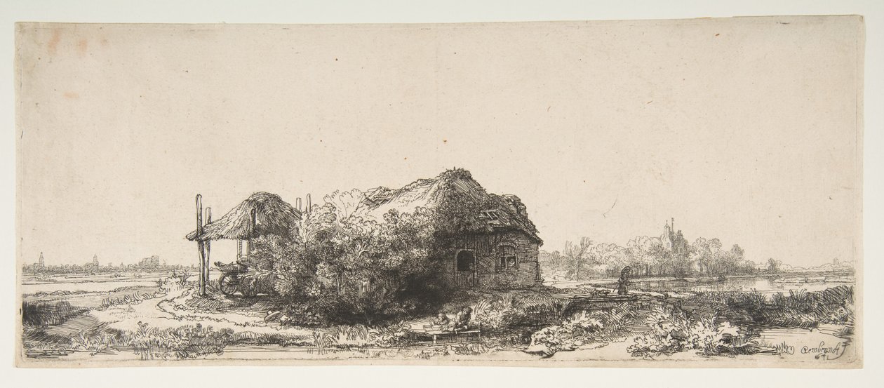 Bir Kulübe ve Haybarn ile Manzara, 1641. by Rembrandt van Rijn