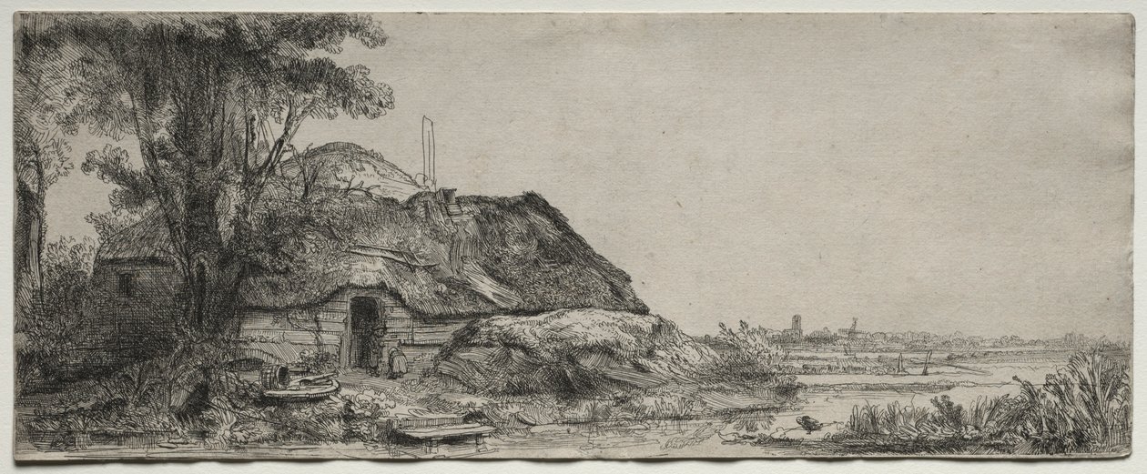 Bir Kulübe ve Büyük Bir Ağaç ile Manzara, 1641. by Rembrandt van Rijn