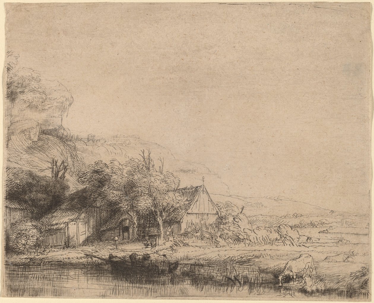 Bir inek ile manzara by Rembrandt van Rijn
