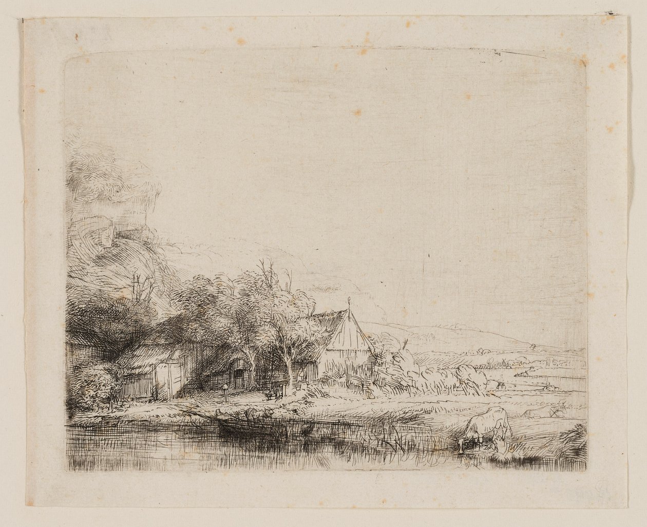 Bir İnek İçerken Manzara by Rembrandt van Rijn