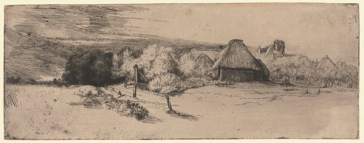 Çiftlik Binası ve "Kuleli Ev" ile Peyzaj by Rembrandt van Rijn