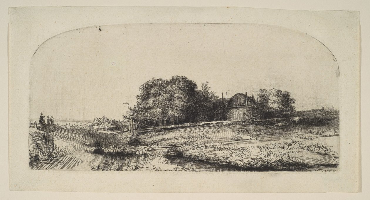 Saman Ahırı ve Koyun Sürüsü ile Manzara, 1652. by Rembrandt van Rijn