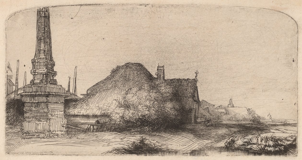 Dikilitaşlı Manzara, c. 1650. by Rembrandt van Rijn