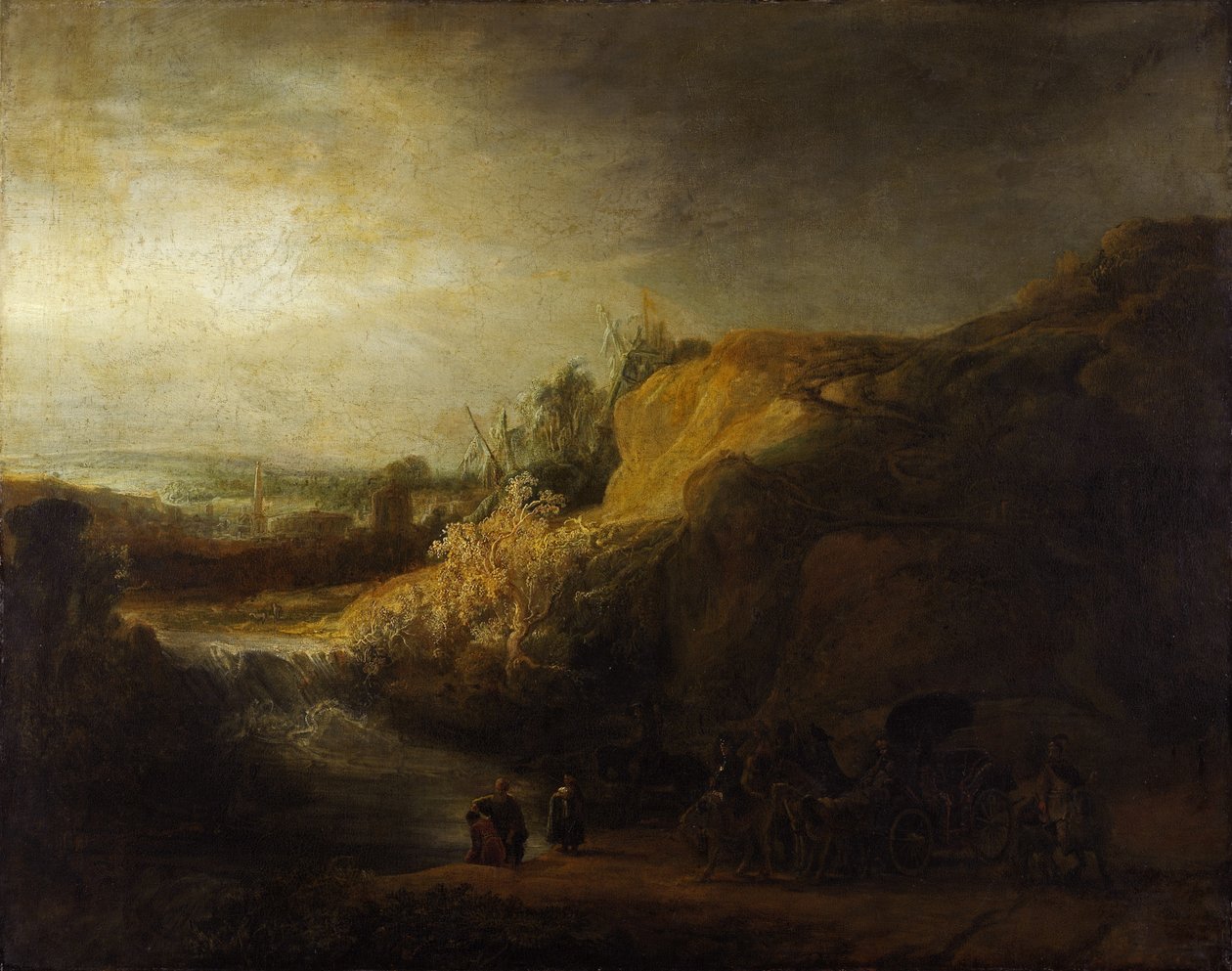 Hadım vaftiziyle manzara by Rembrandt van Rijn