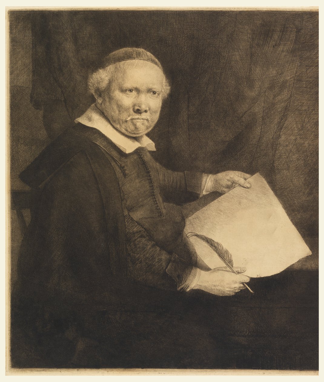 Lieven Willemsz van Coppenol, Yazma Ustası ("Büyük Coppenol") by Rembrandt van Rijn
