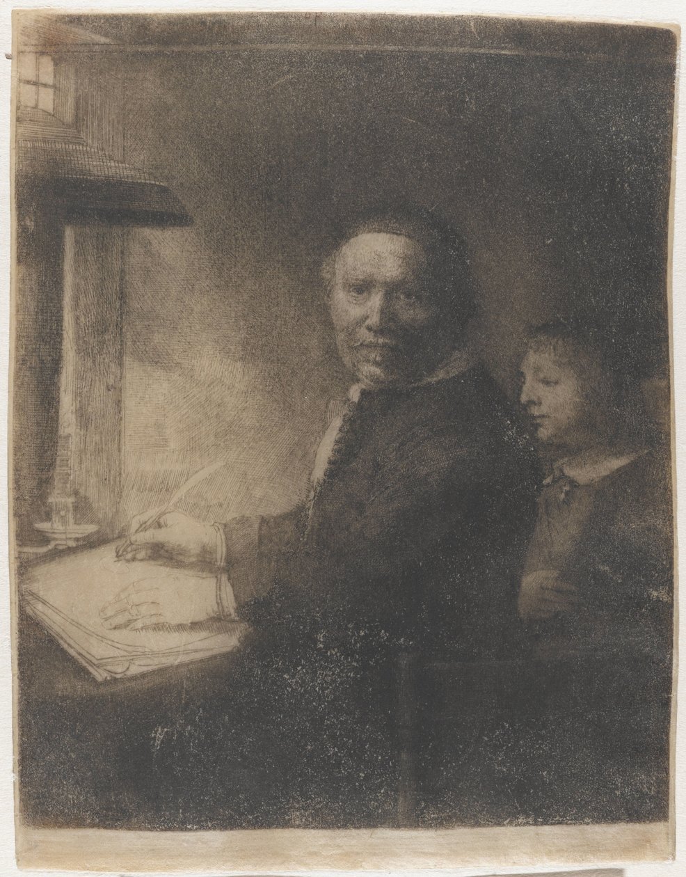 Lieven Willemsz. van Coppenol, yazı ustası: daha küçük plaka by Rembrandt van Rijn