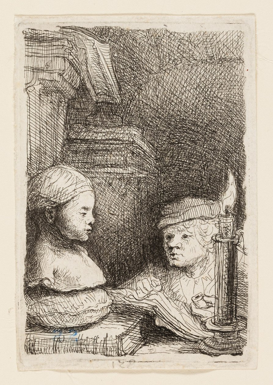 Oyunculardan Çizim Yapan Adam by Rembrandt van Rijn