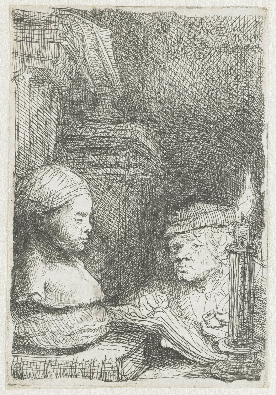Bir dökümden çizim yapan adam by Rembrandt van Rijn
