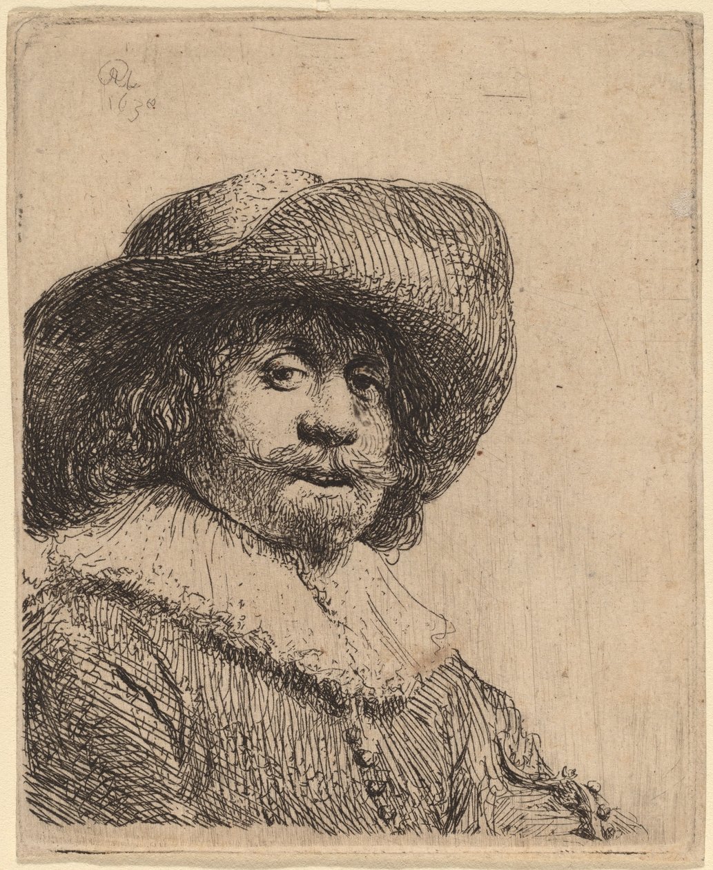 Geniş Kenarlı Şapkalı Adam by Rembrandt van Rijn