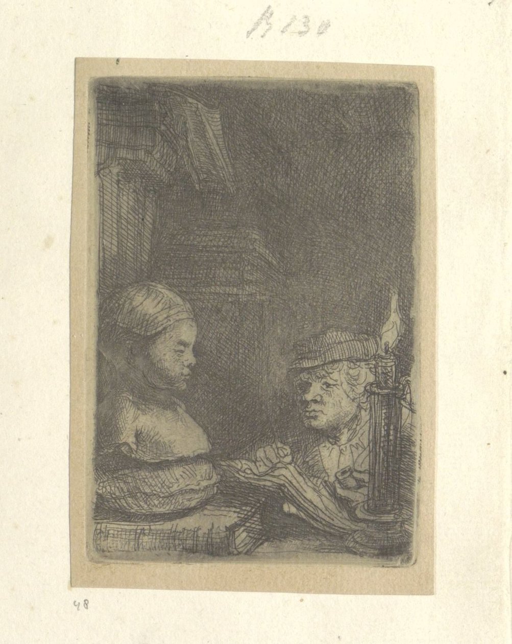 Adam, bir alçı modelden sonra çizim Recueil de quatre-vingt-cinq orijinalleri estampes (seri başlığı) by Rembrandt van Rijn