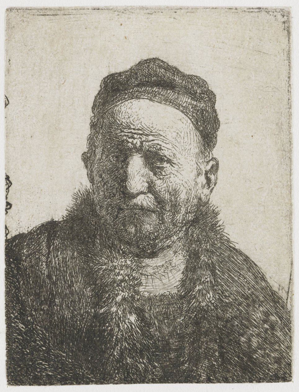 Dar bir şapka takan adam: büstü (sanatçının babası?) by Rembrandt van Rijn