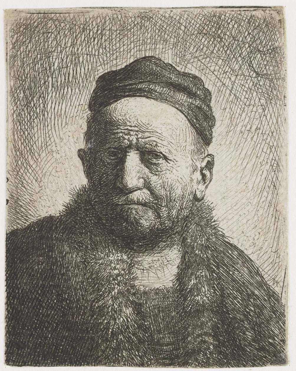 Dar bir şapka takan adam: büstü (sanatçının babası?) by Rembrandt van Rijn