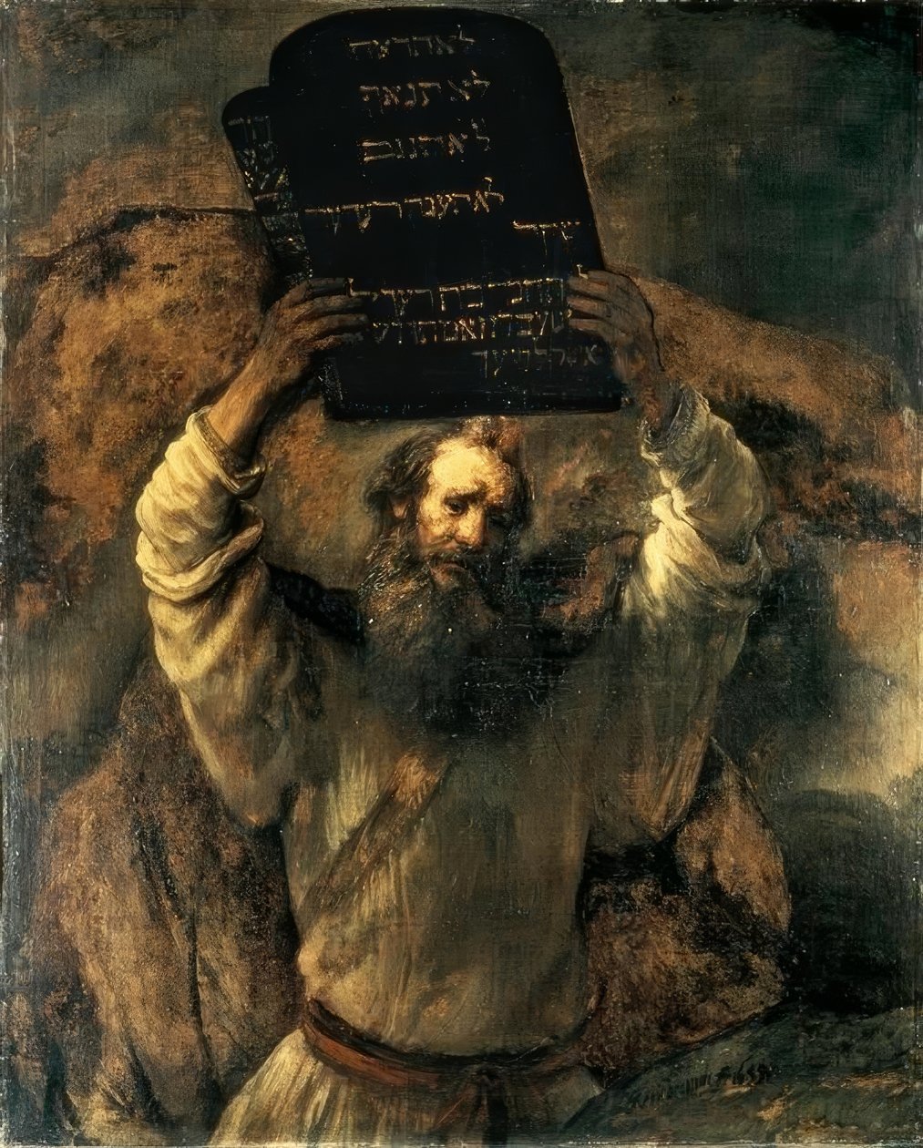 Musa şeriat levhalarını kırar by Rembrandt van Rijn