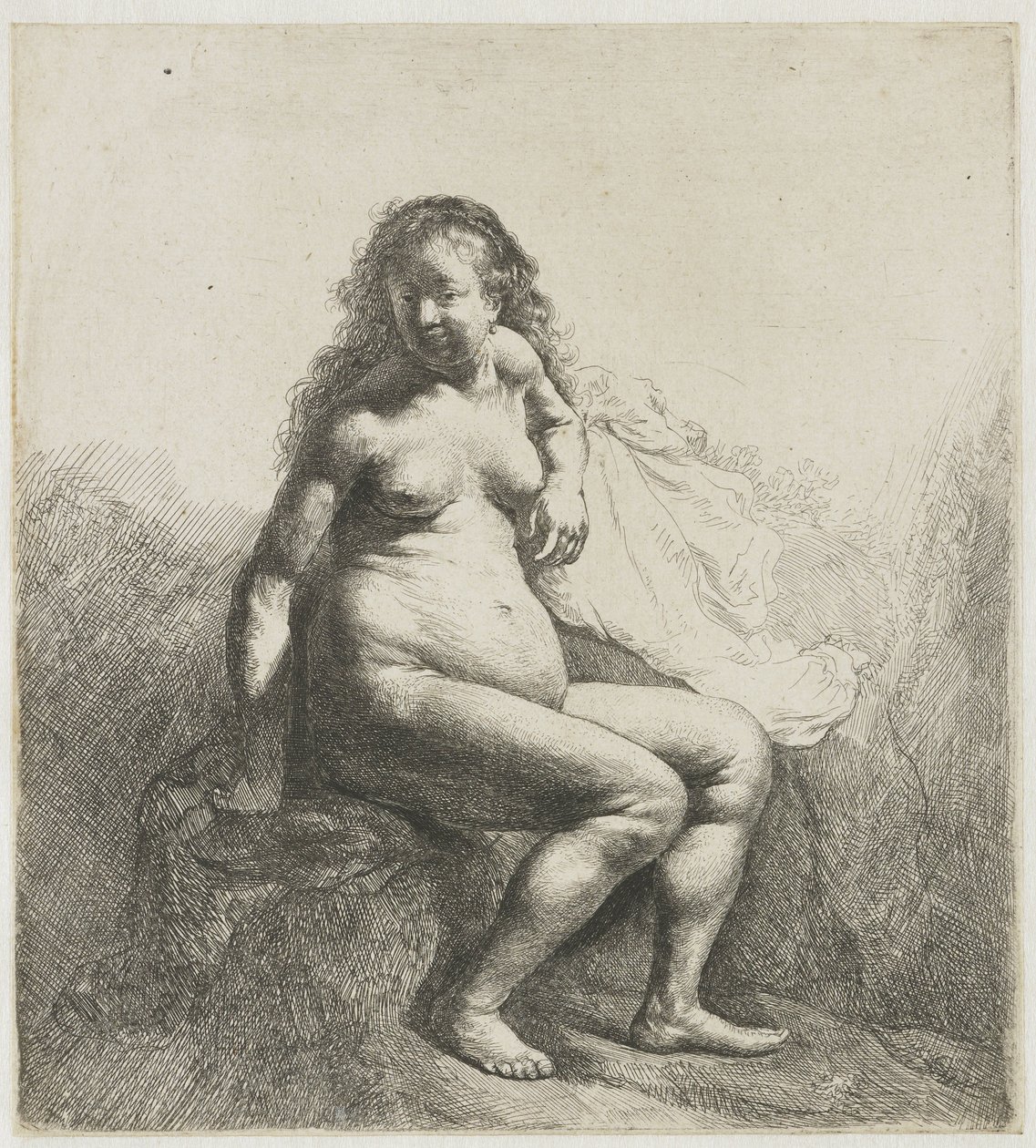 Bir tepede çıplak kadın Bir tepede çıplak kadın by Rembrandt van Rijn