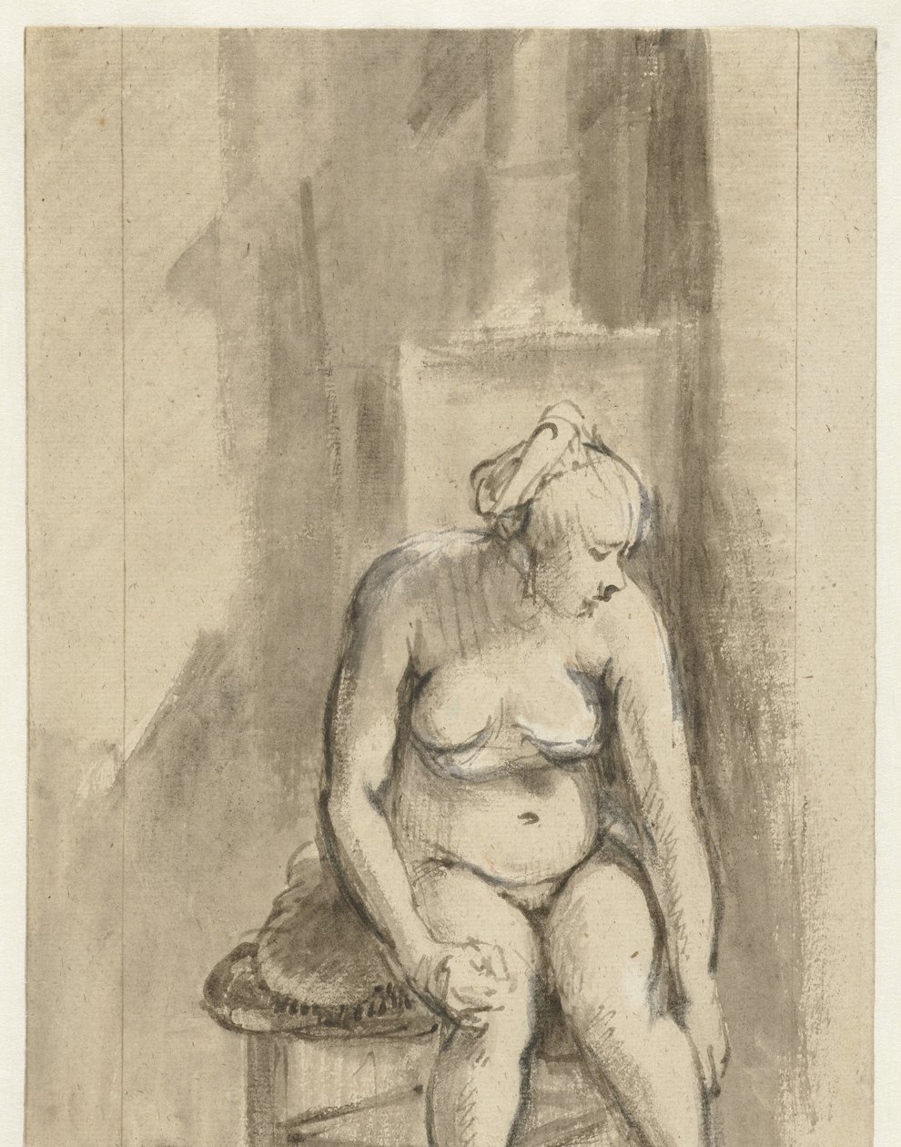 bir sobanın yanında oturan çıplak kadın Çıplak Kadın, Sobanın Yanında Oturmuş by Rembrandt van Rijn