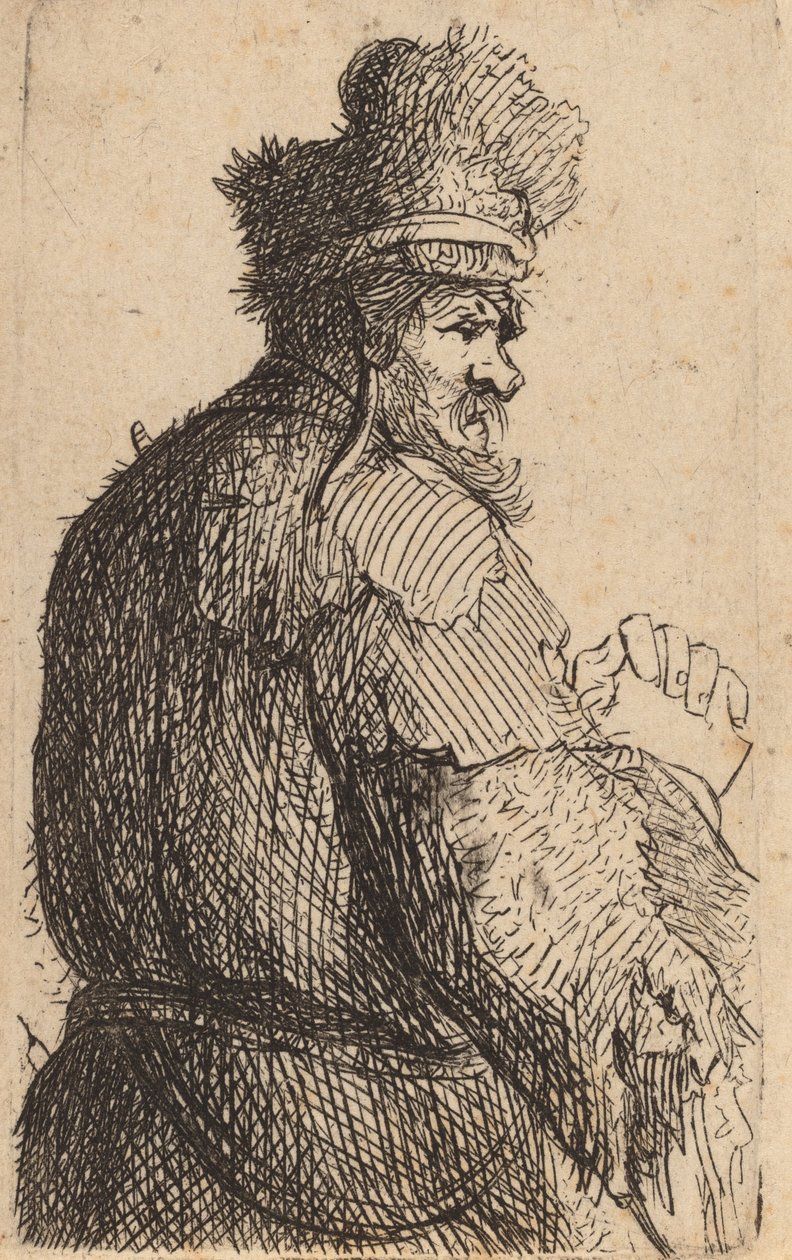 Arkadan Görülen Yaşlı Adam, Profilden Sağa, c. 1631. by Rembrandt van Rijn