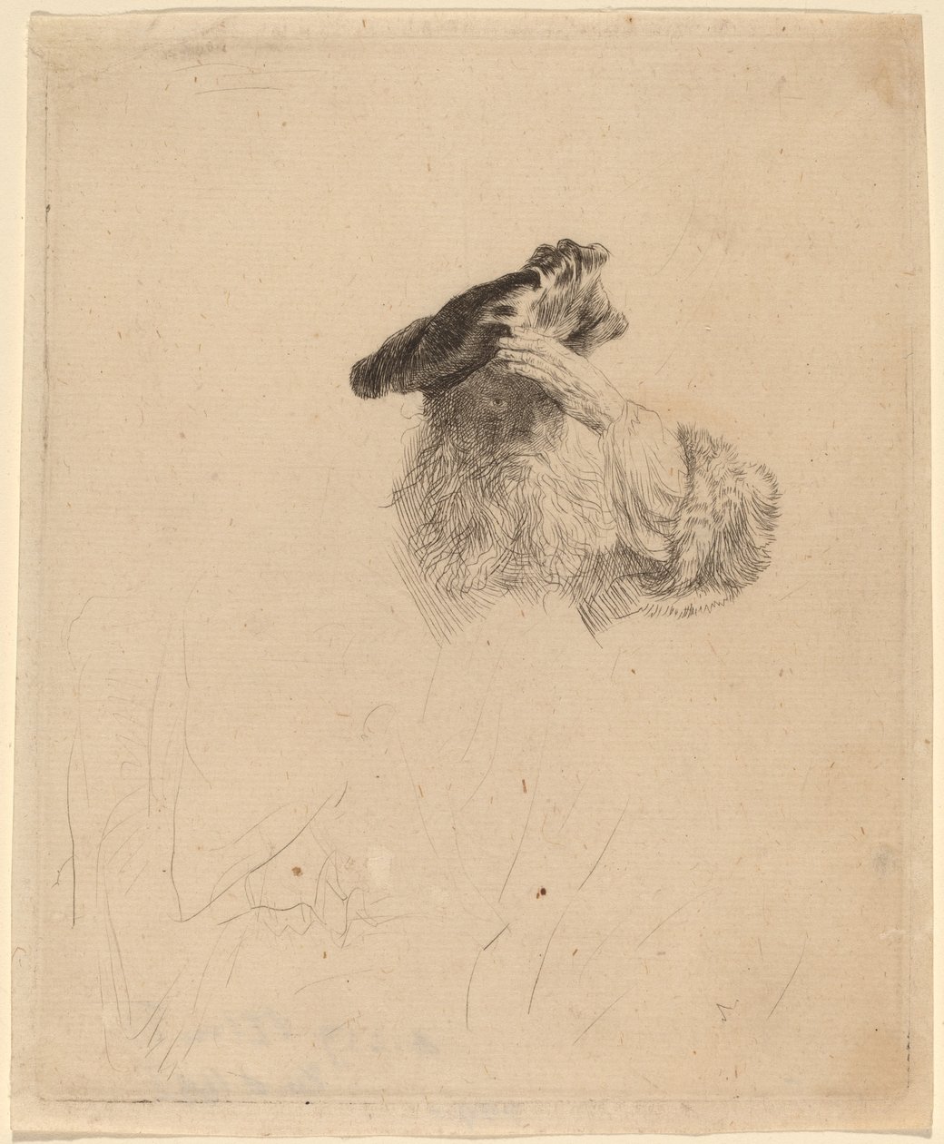 Yaşlı Adam Eliyle Gözlerini Gölgeliyor by Rembrandt van Rijn