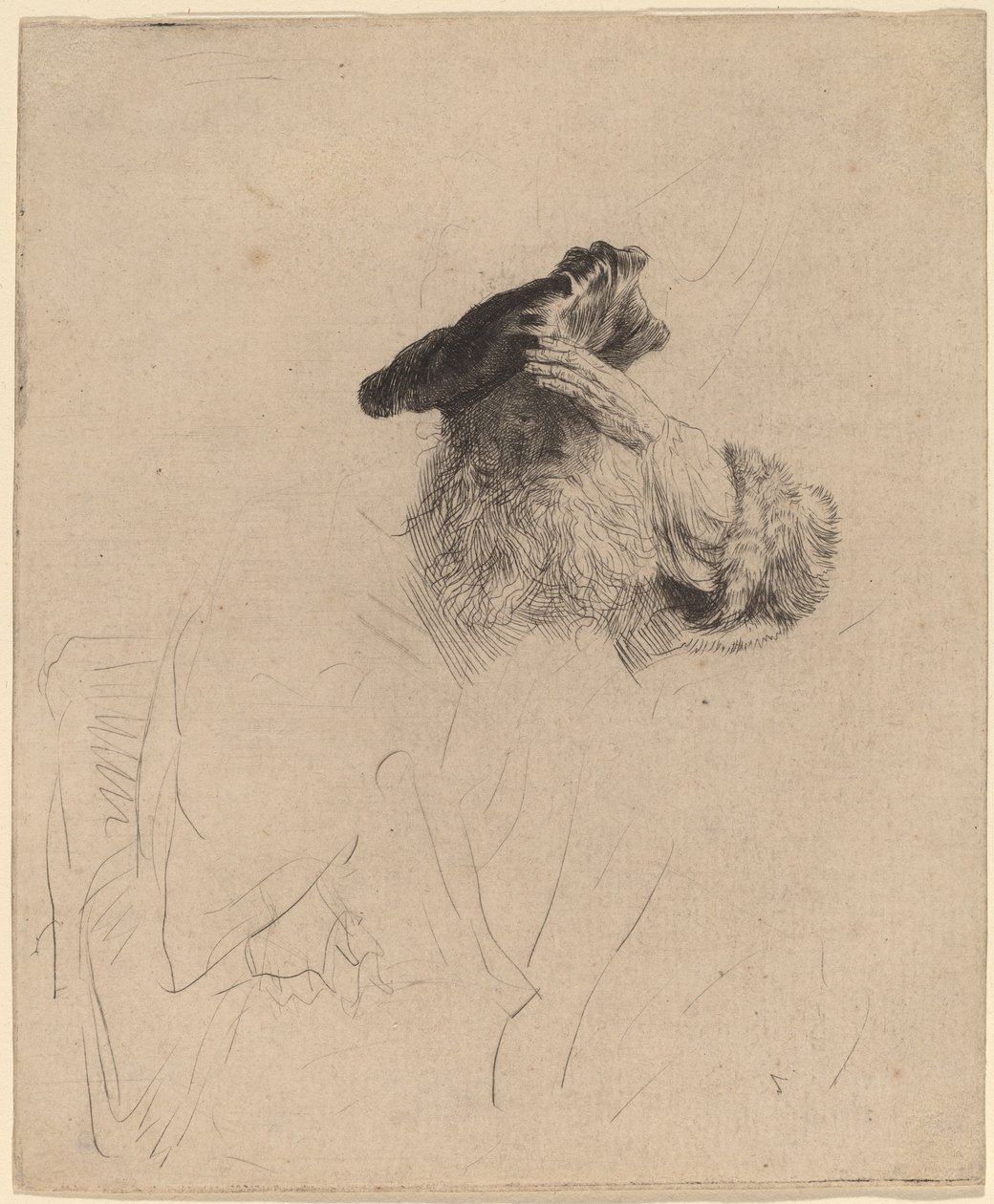 Yaşlı Adam Eliyle Gözlerini Gölgeliyor by Rembrandt van Rijn