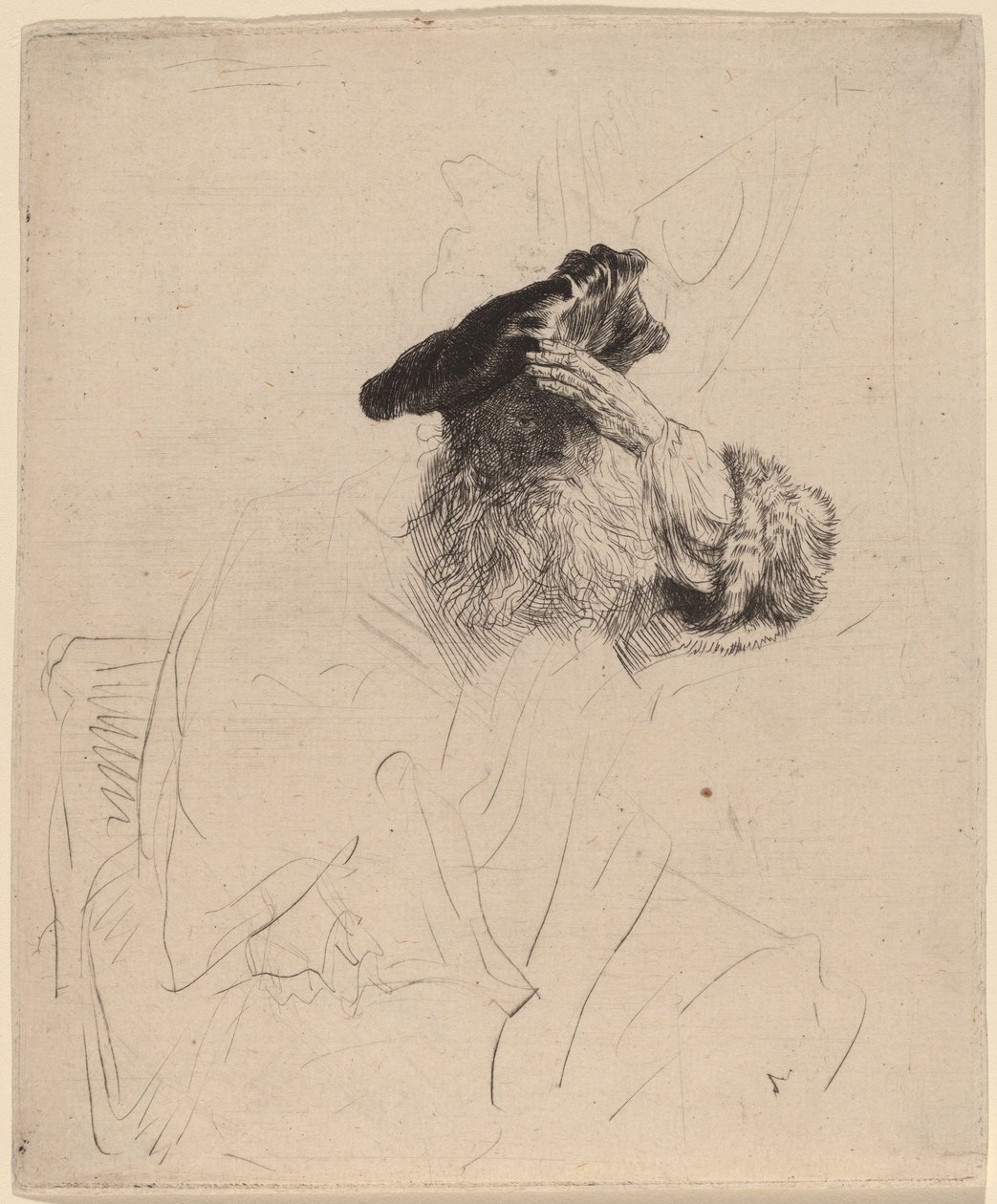 Yaşlı Adam Eliyle Gözlerini Gölgeliyor, c. 1639. by Rembrandt van Rijn