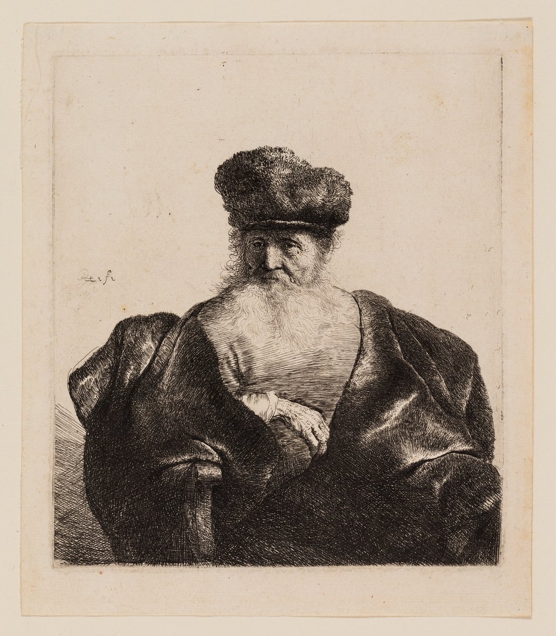 Sakallı, Kürk Şapkalı ve Kadife Pelerinli Yaşlı Adam by Rembrandt van Rijn