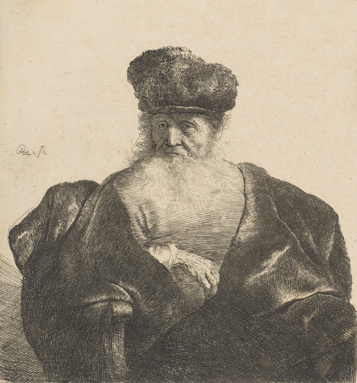 Sakallı, Kürk Şapkalı ve Kadife Pelerinli Yaşlı Adam, yak. 1631., yaklaşık 1631. by Rembrandt van Rijn