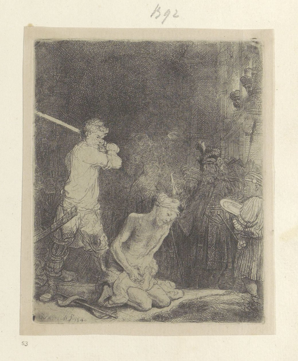 Onthoofding van Johannes de Doper Seksen beş orijinal baskının toplanması (seri başlığı) by Rembrandt van Rijn