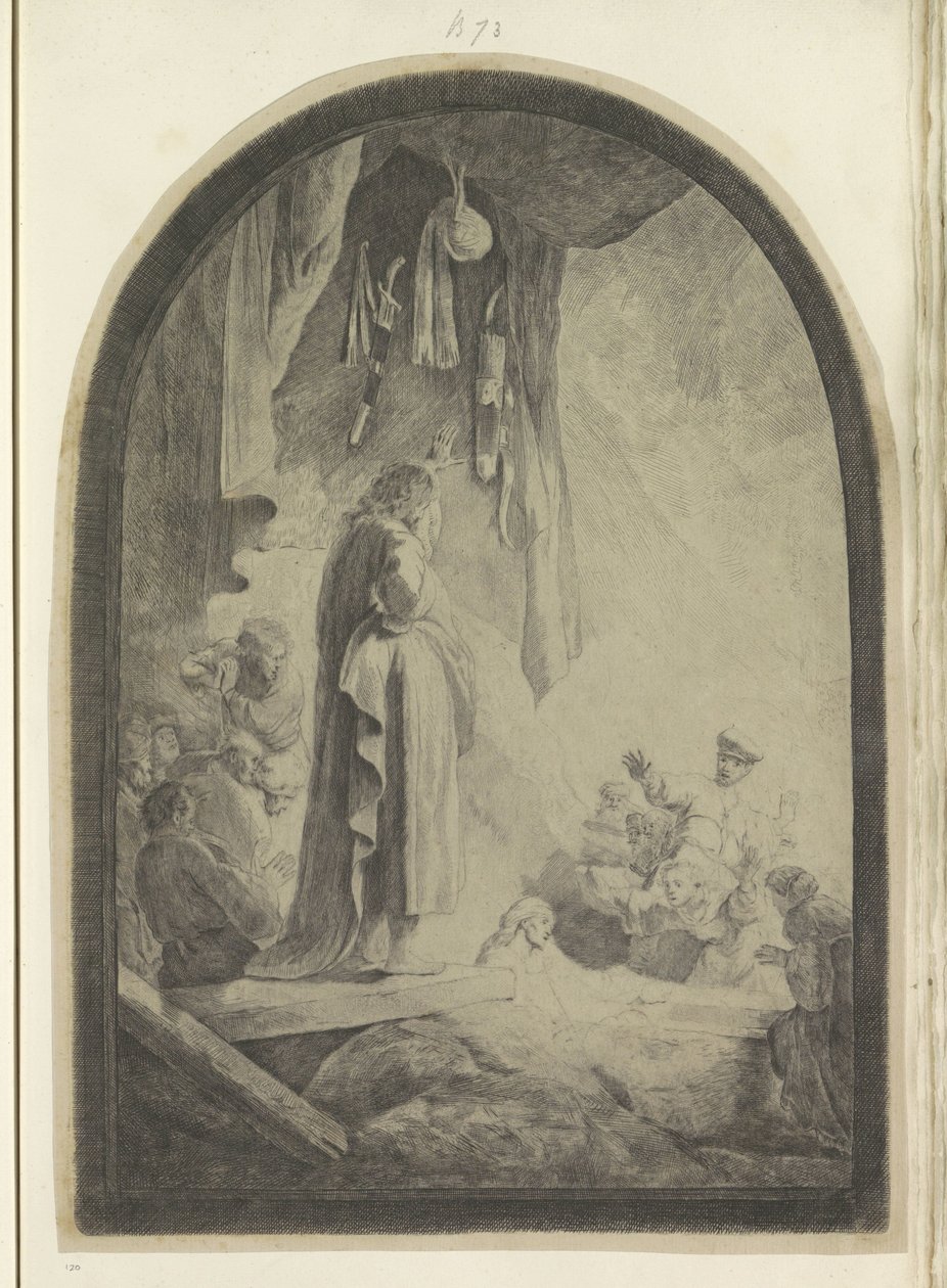 Opwekking van Lazarus: grote plaat Seksen beş orijinal baskıdan oluşan koleksiyon (seri başlığı) by Rembrandt van Rijn