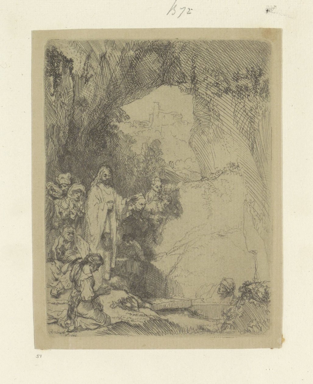 Opwekking van Lazarus: kleine plaat Seksen beş orijinal baskıdan oluşan koleksiyon (seri başlığı) by Rembrandt van Rijn